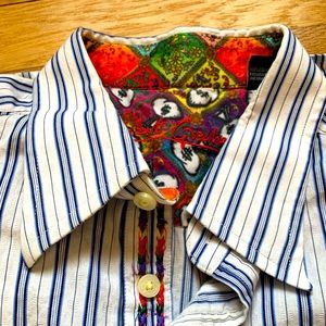 Robert Graham rainbow flip cuff button down shirt, XL